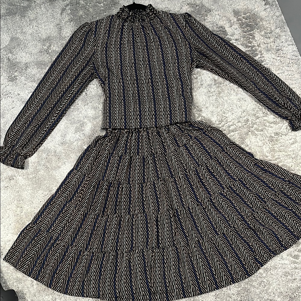 Elegant Black and Cream Women's skirt & shirt matching set